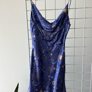 Zara silky dress with moon and star print size small